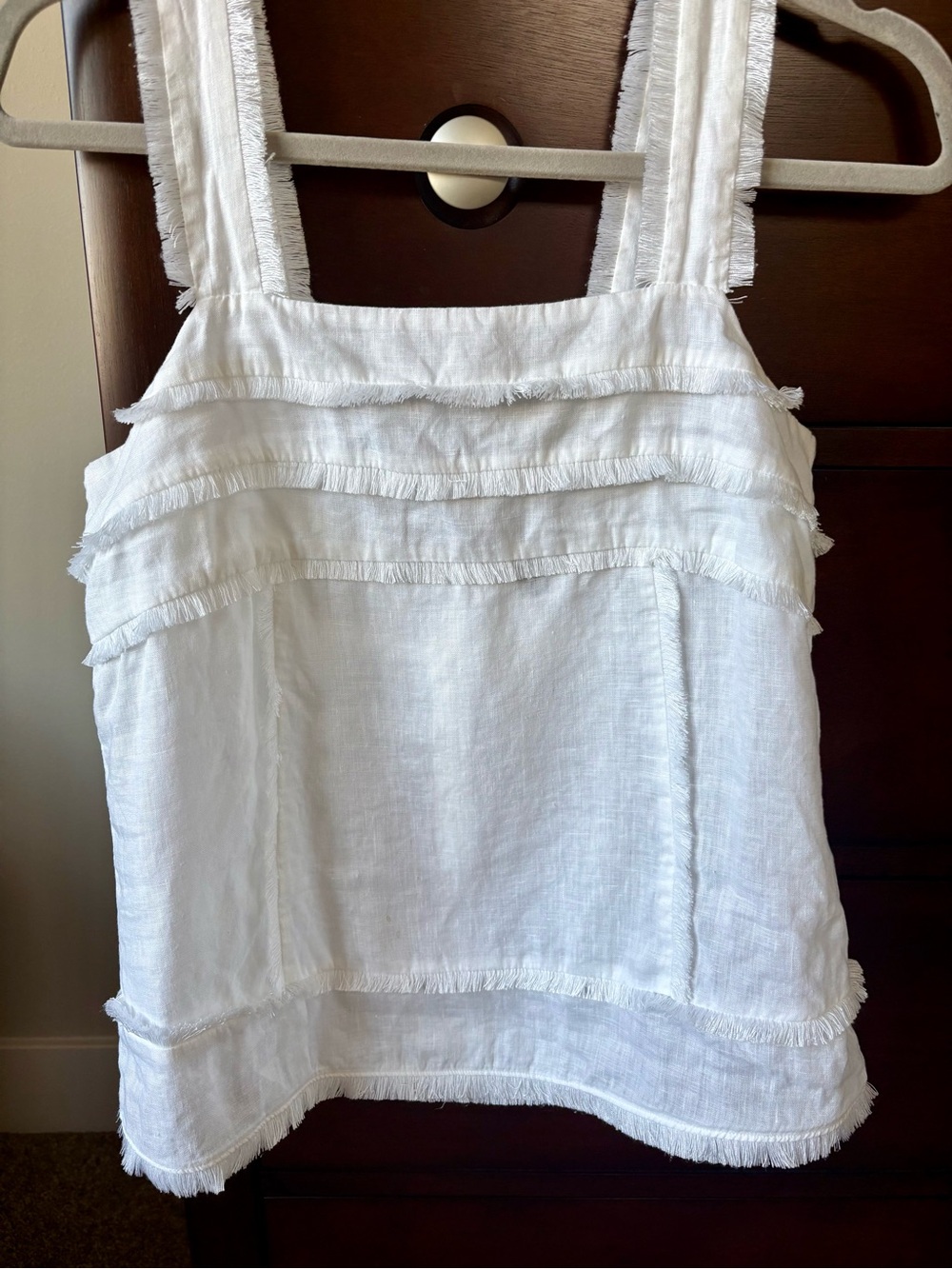 J. Crew White Fringed Linen-Blend Camisole